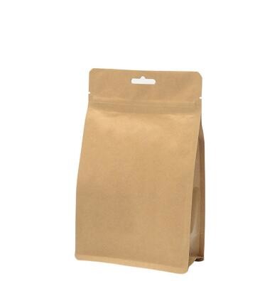Printing 250g food k stand up kraft paper bag with zipper and valve