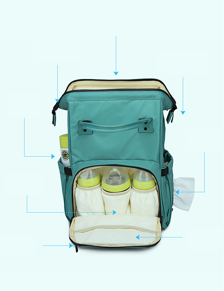 Multifunction Nylon Women Diaper Bags Bookbag 30*12*36cm
