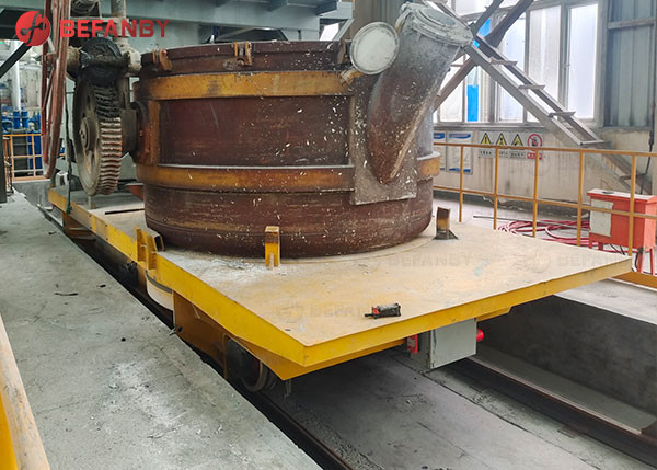 100t Low Voltage Steel Iron Handling Rail Transfer Cart