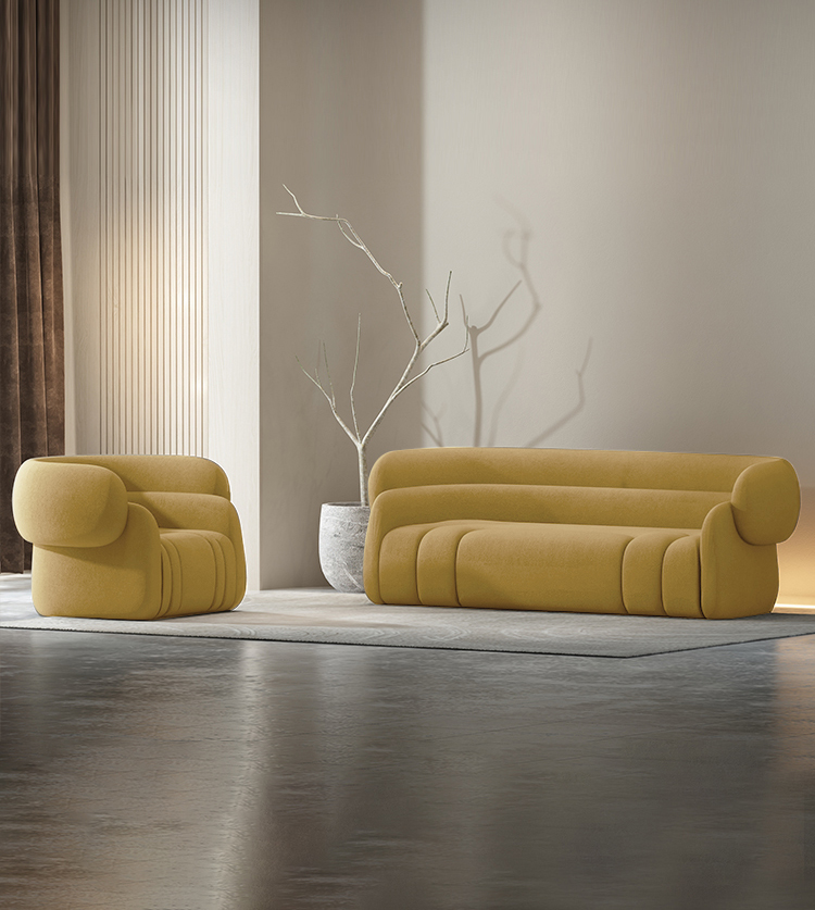 Flannel Fabric 3 Seat Velvet Modern Suit Sofa For Bedroom