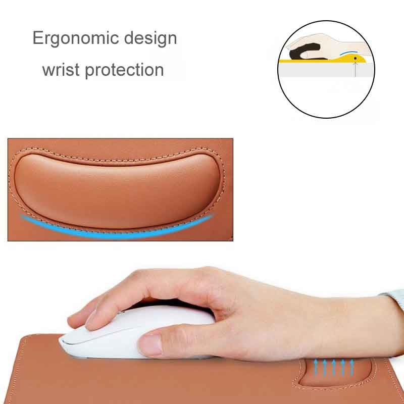 Custom Logo PU Leather Mouse Pad Wireless Charger With Wrist Rest