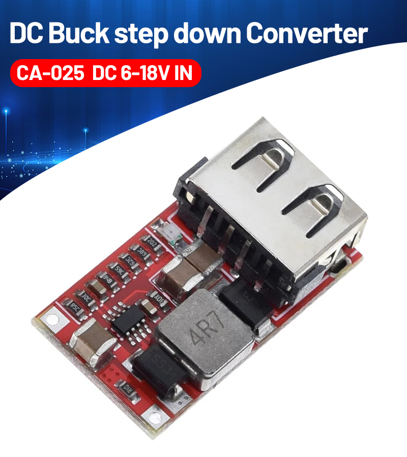 CA-025 Efficient DC-DC Converter USB Charger Development Board 6V-24V 24V 12V to 5V 97.5% Buck Module for Car Power Supply