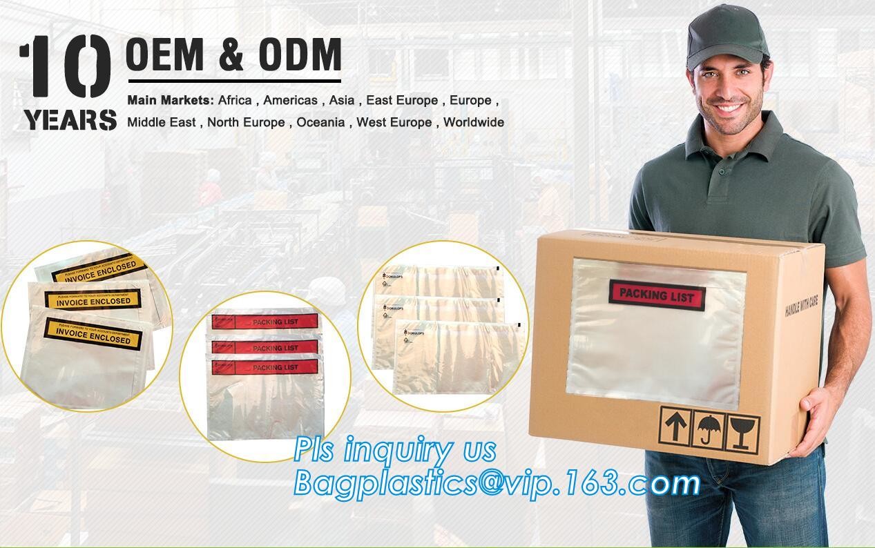 PP film 178*140mm invoice enclosed packing list envelopes, DHL Shipping pockets for waybill, A4 size plastic packing lis