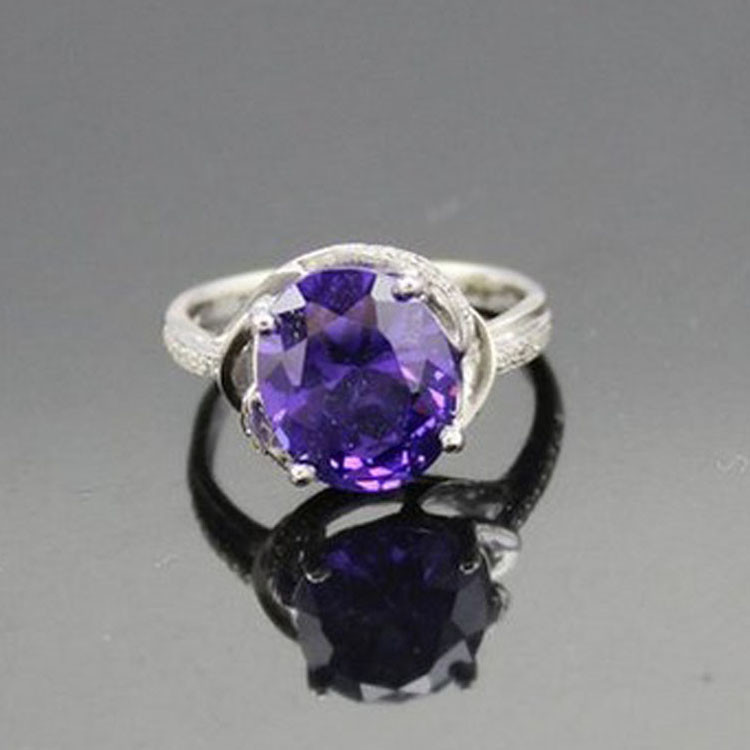 925 Silver 9mmX11mm Oval Created Blue Cubic Zirconia Ring(F55)
