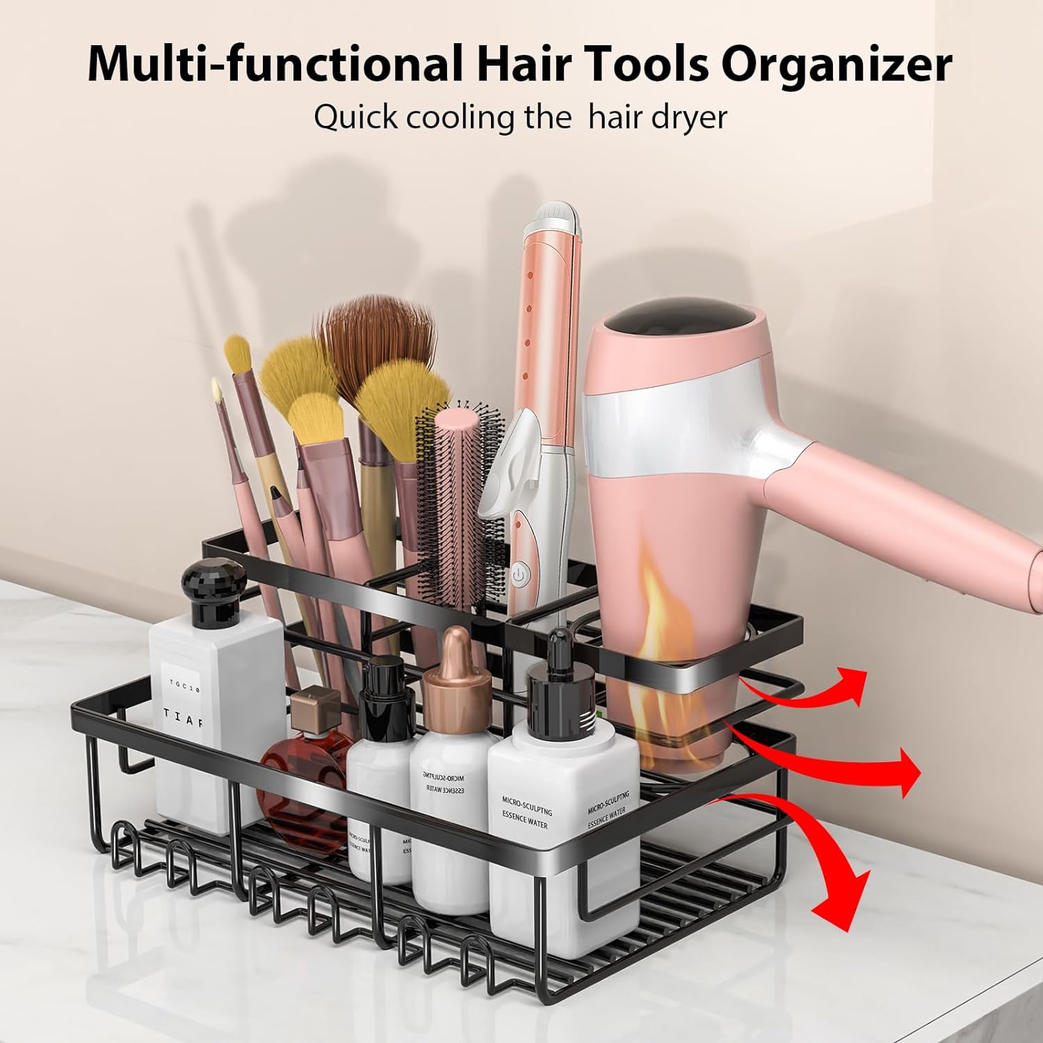 Modern Hair Tool Organizer Convenient Organization with Multiple Installation Options
