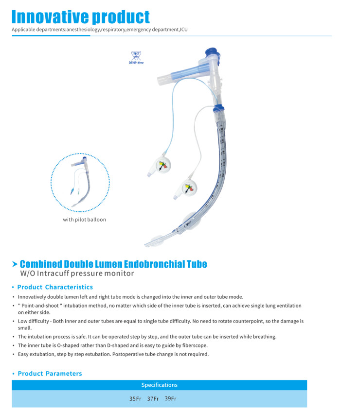 Pilot Balloon Double Lumen Bronchial Tube Left Right Sided Endobronchial Tube
