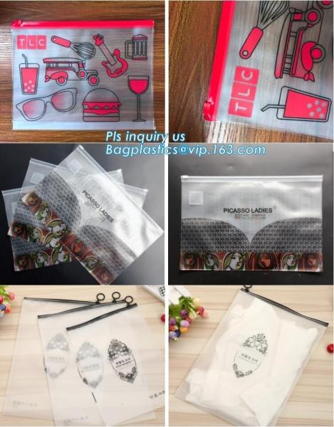 vinyl plastic zipper bags packaging with slider closure, size frosted matte pvc