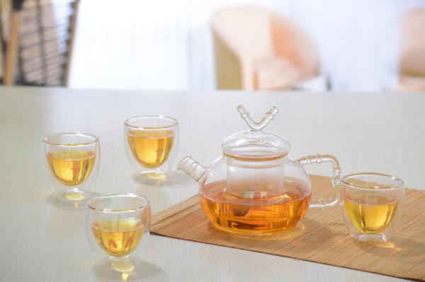 Double wall glass, Heat-resistant glass teapot, borosilicate glass tea set,