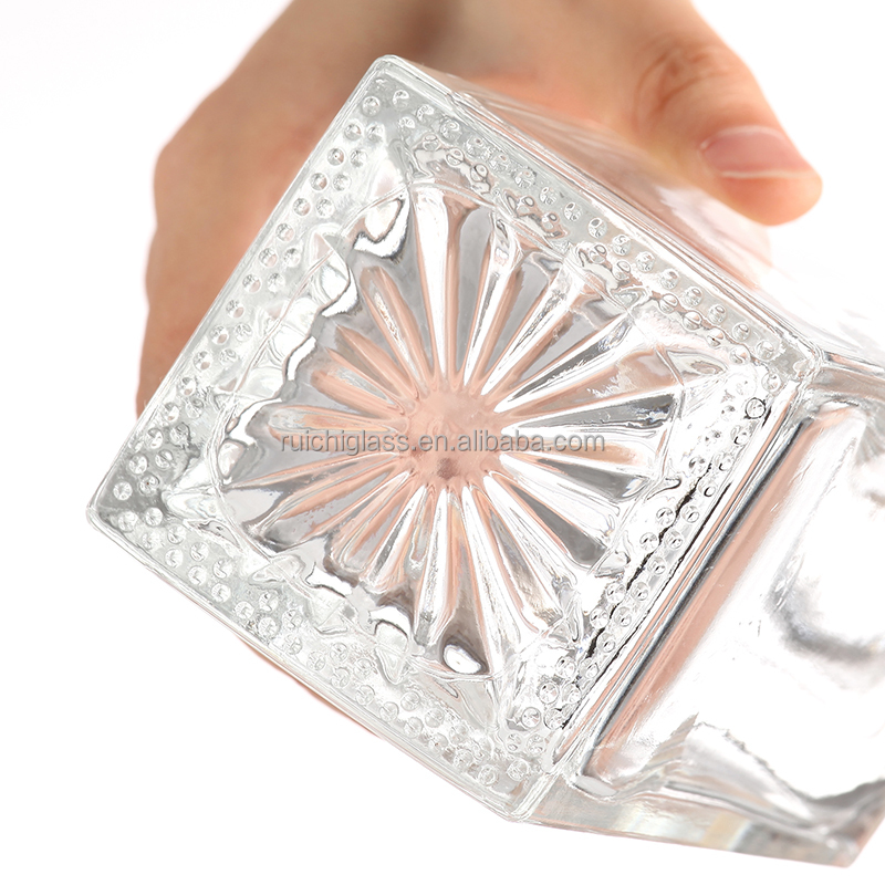 500ml Square Shaped Irregular Design Whiskey Glass Bottle for Beverage Packaging
