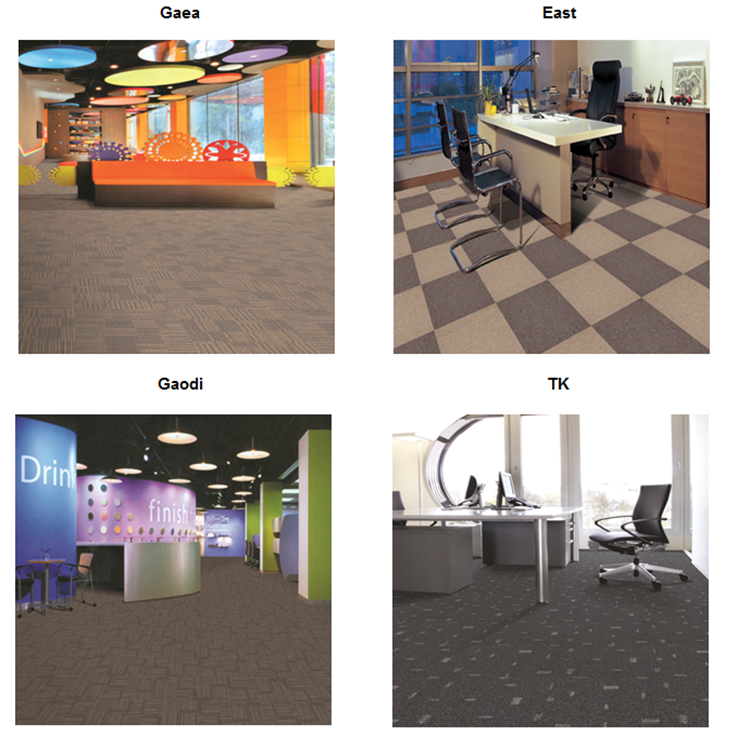 Ribbed surface double colors striped level loop PP carpet tiles
