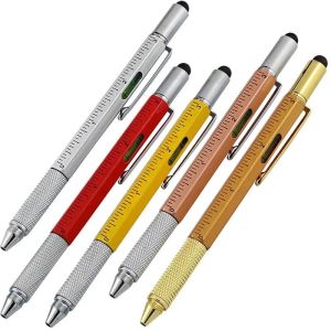China 6 in 1 tool pen multifunction metal pen with ruler screw driver stylus horizontal on sale