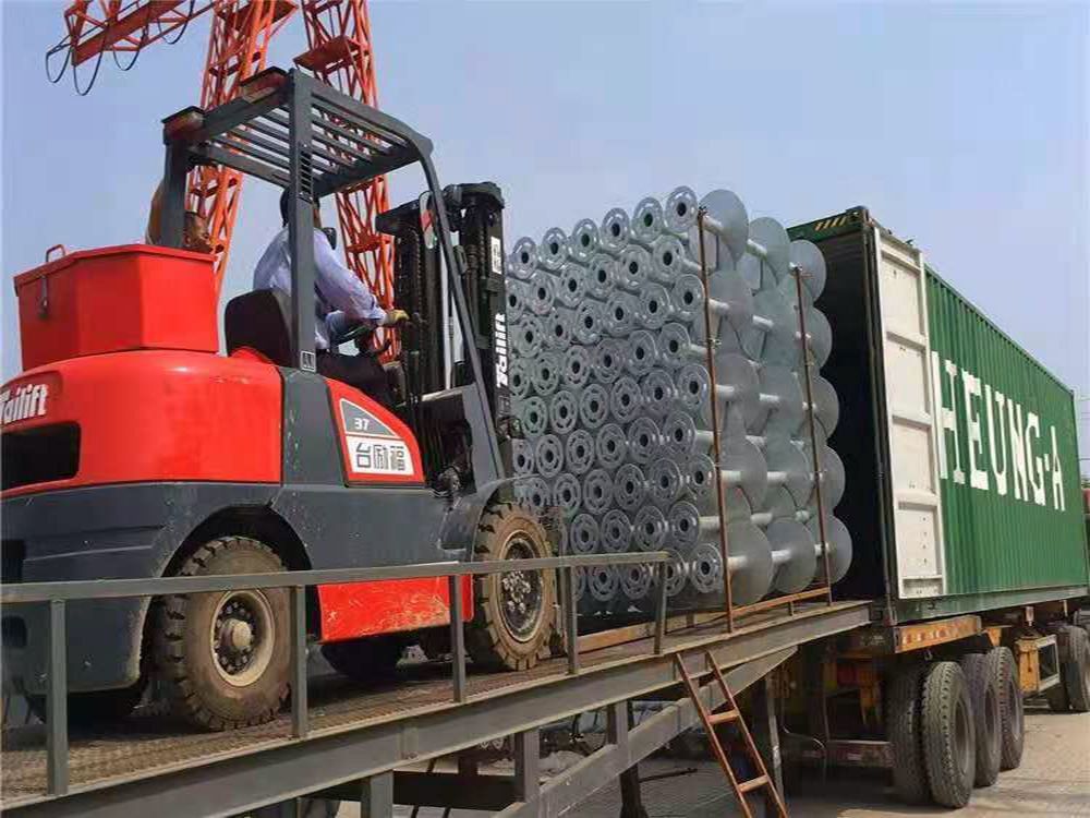 Double Leaf Pre Embedded Helical Ground Anchors Length 1600mm Galvanised Screw Piles