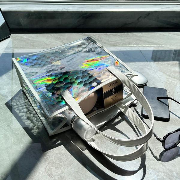 Tote Bag Transparent Pvc Colorful Laser Magic Color Anti-Fruit Jelly Bag