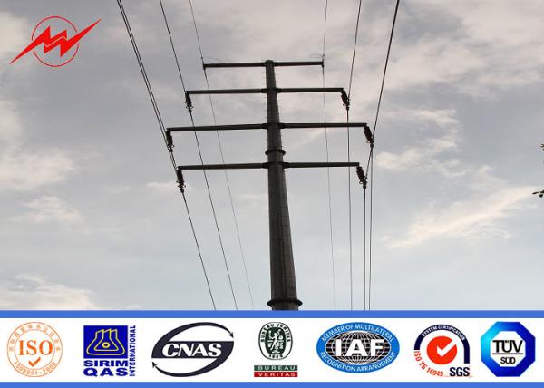 69kv Round Tapered Steel Utility Pole / Electric Light Pole For Electrical