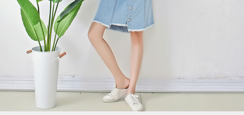 Summer Cool Casual Medium Length Slim Fit A Line Denim Skirt For Yound Ladies