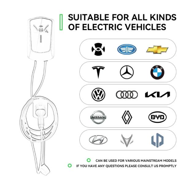 RDC 32A EV Charger Socket Inlet Type 2 To Type1 Evse Socket Outlet Socket Shutter With 2m Cable