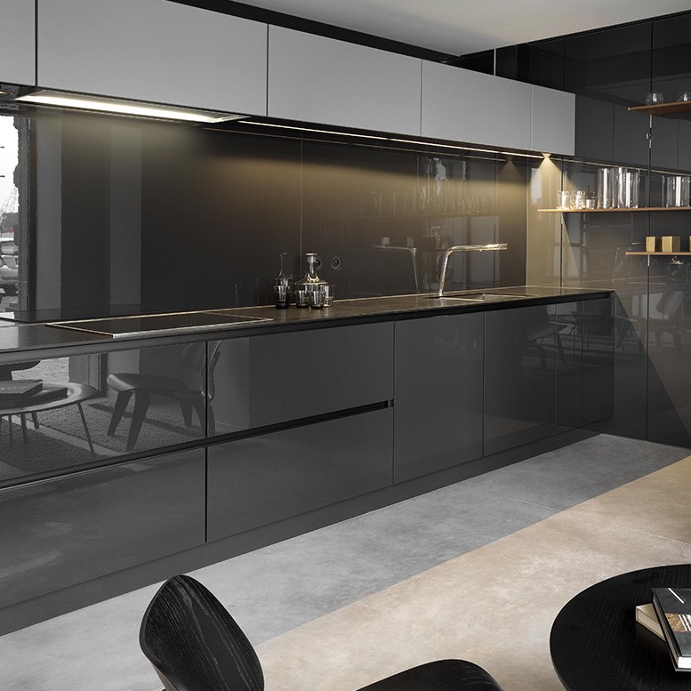 High Gloss Modern Kitchen Cabinets With Island Custom Design Luxury Kitchen Furniture