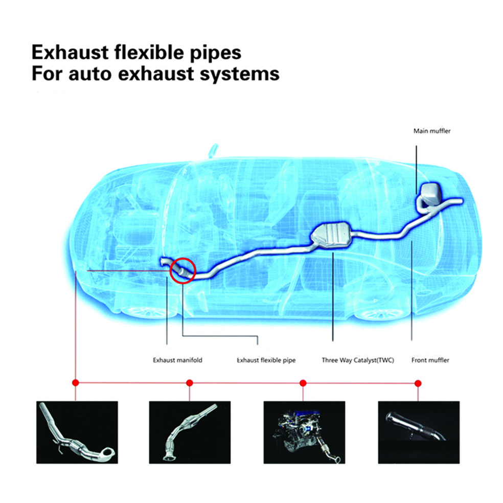 Universal Auto Spare Parts Inner Braid Flex Pipe Exhaust System Stainless Steel
