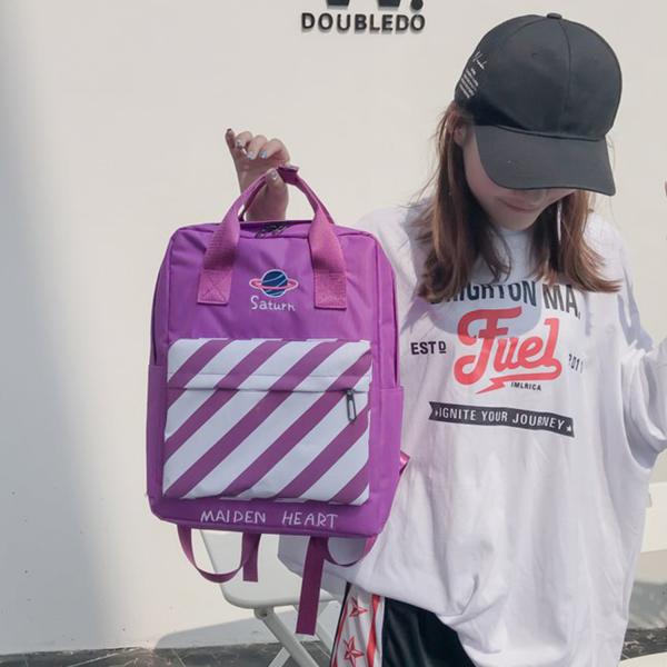 Korean embroidery star stripes handheld backpack personality of students