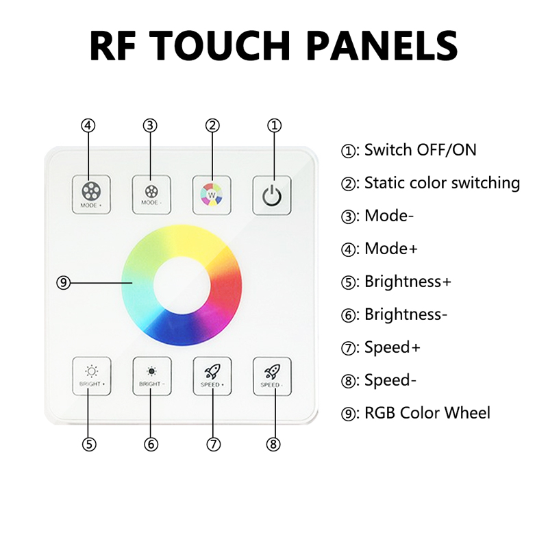10A LED Controller Dimmer DC 12V 24V Dual Color Temperature Rf Full Touch