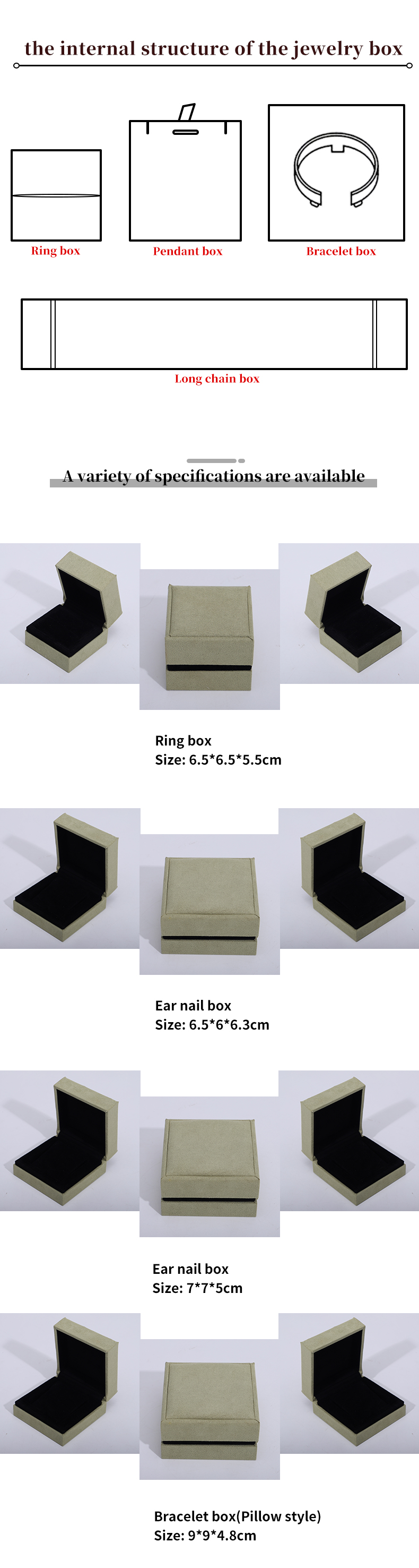 OEM Grey Yellow Soft Velvet Jewelry Box Set For Ear Stud Ring Pendant Packaging