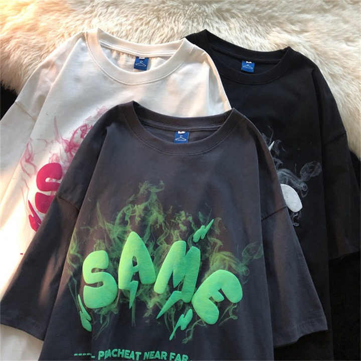 Custom Logo 3D Foam Puff Print Graphic T Shirt in Supima Cotton for Men's Streetwear