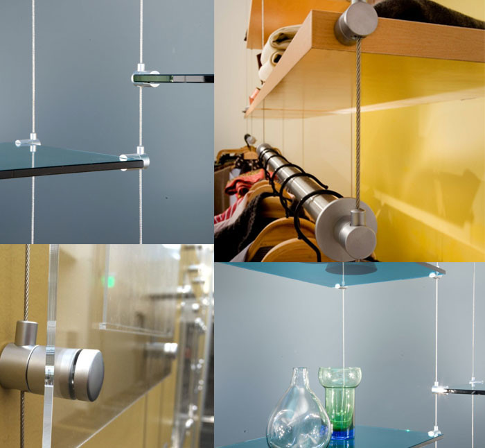 SGS Art Cable Hanging System Acrylic Clamps With Steel Wire Rope For Gallery Hanging System