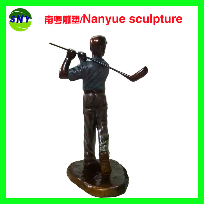 customize size figurine souvenir golf man statues sculpture by fiberglass bronze color