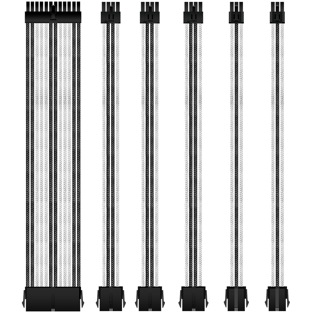 Sleeve Extension Cable 16AWG Extremely Soft Material Wire Sleeve Kit Black White 300mm Sleeved Extension Kit PSU