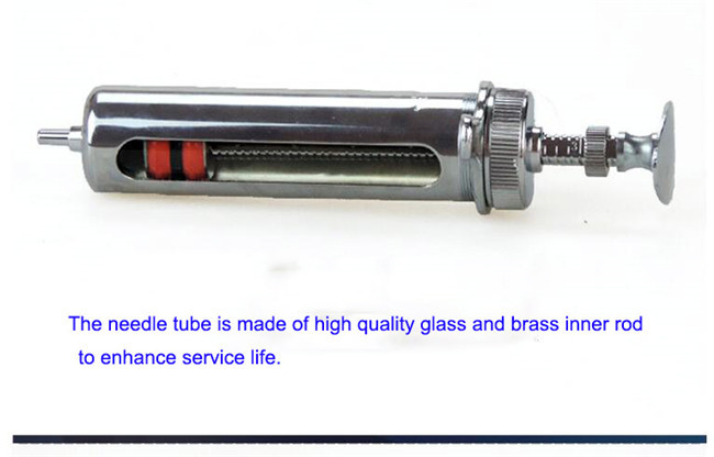 Copper 10ml Veterinary Metal Syringe Gun 13cm Animal Vaccination