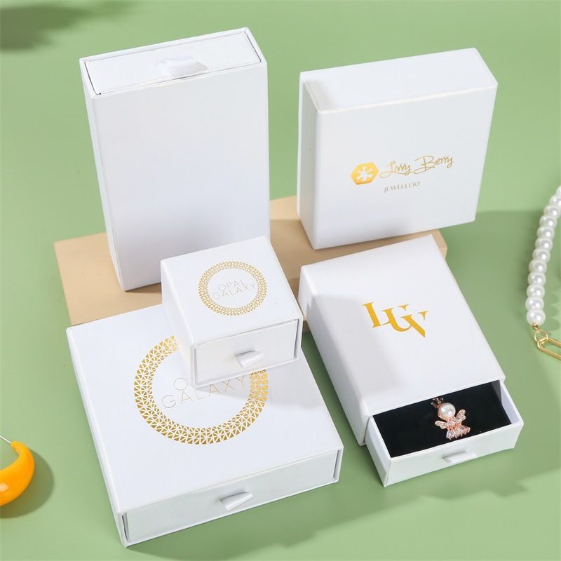 Luxury Foil Stamping Custom Logo Rigid Drawer Boxes Packaging Gift Jewellery Box