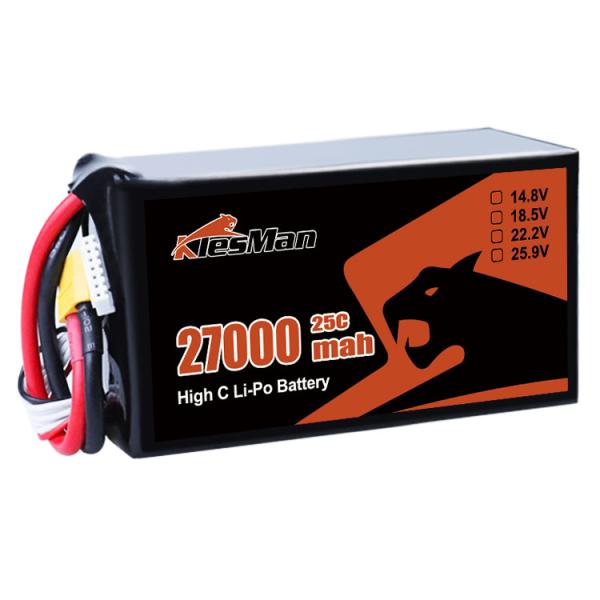 Racing FPV Drone Compatible Lipo FPV Drone Battery 6S 22.2V 27000mAh 25C UAV