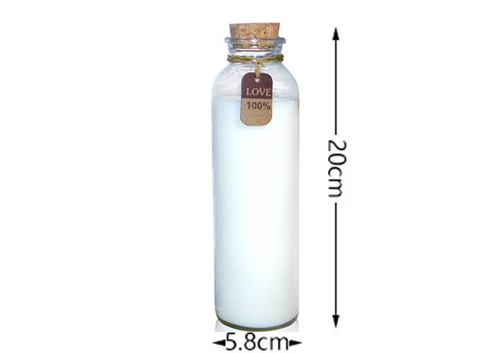 High White Glass Juice Bottles With Lids / Glass Drink Containers