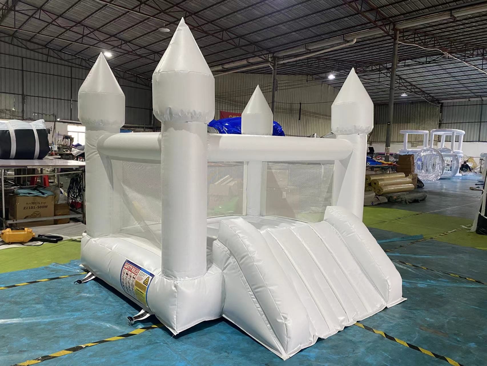 Moonwalk Commercial Inflatable White Bounce House Jumping Bouncy Castle Small Slide