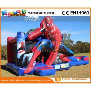 Black and white Inflatable Bouncer Slide / spiderman bouncy jumping castles