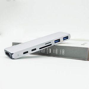 7 in 1 Aluminum Dual USB C Multi function hub, Double USB Type C Ports HUB For