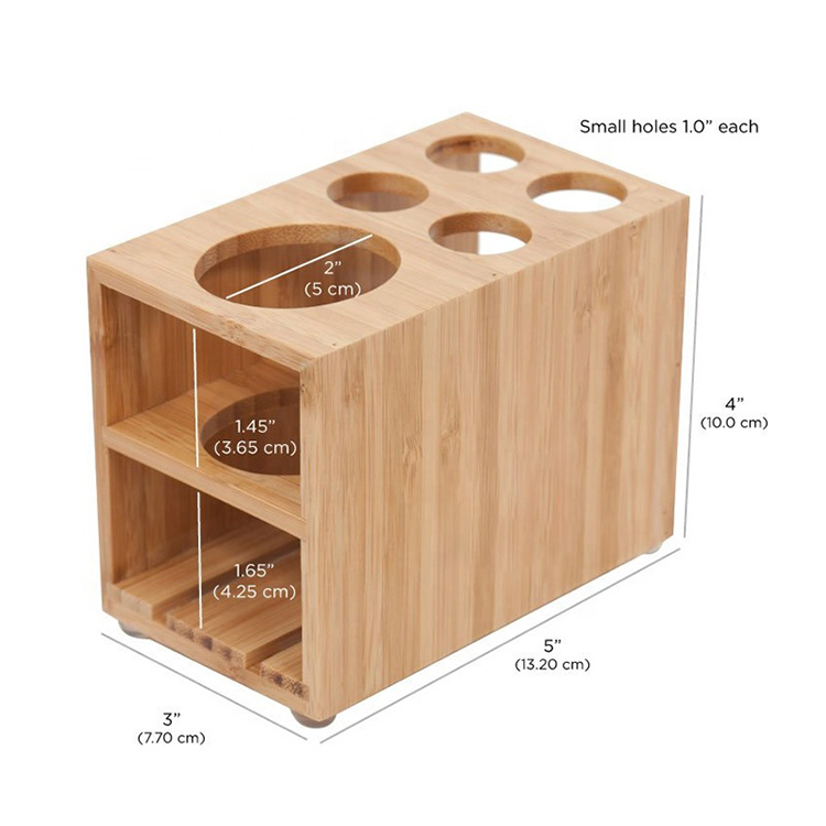 Organic Sustainable Bamboo Toothbrush Holder Toothpaste Stand For Bathroom Vanity Storage