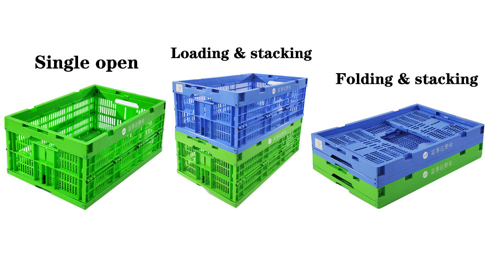 Plastic Foldable Collapsible Crate Storing Fruits Vegetables Stackable Utility