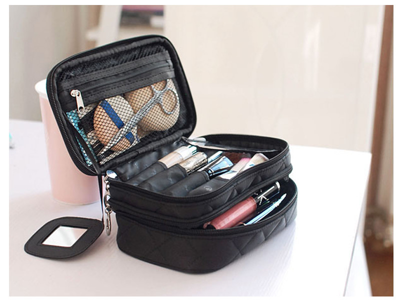 Travel Rhomboid Polyester Makeup Case Organizer For Girls