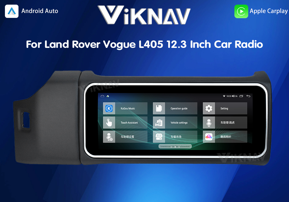 Viknav 12.3 Inch Touch Screen Car Radio For Land Rover Range Rover Vogue L405 2013-2017 Multimedia Player GPS Navigation Head Unit (Black)