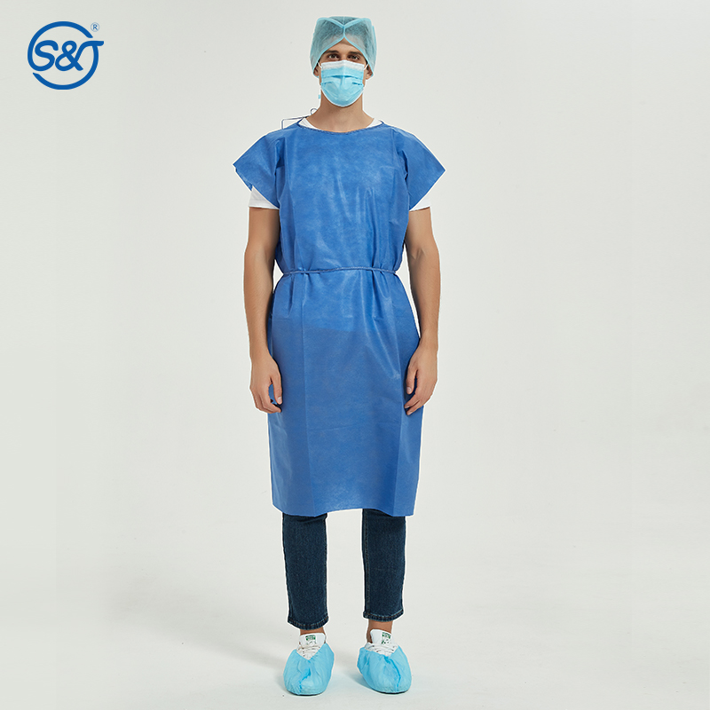 S&J Factory Price Lab Coat Waterproof Non Woven Disposable Lab Coat Hospital Nursing Disposable Gown