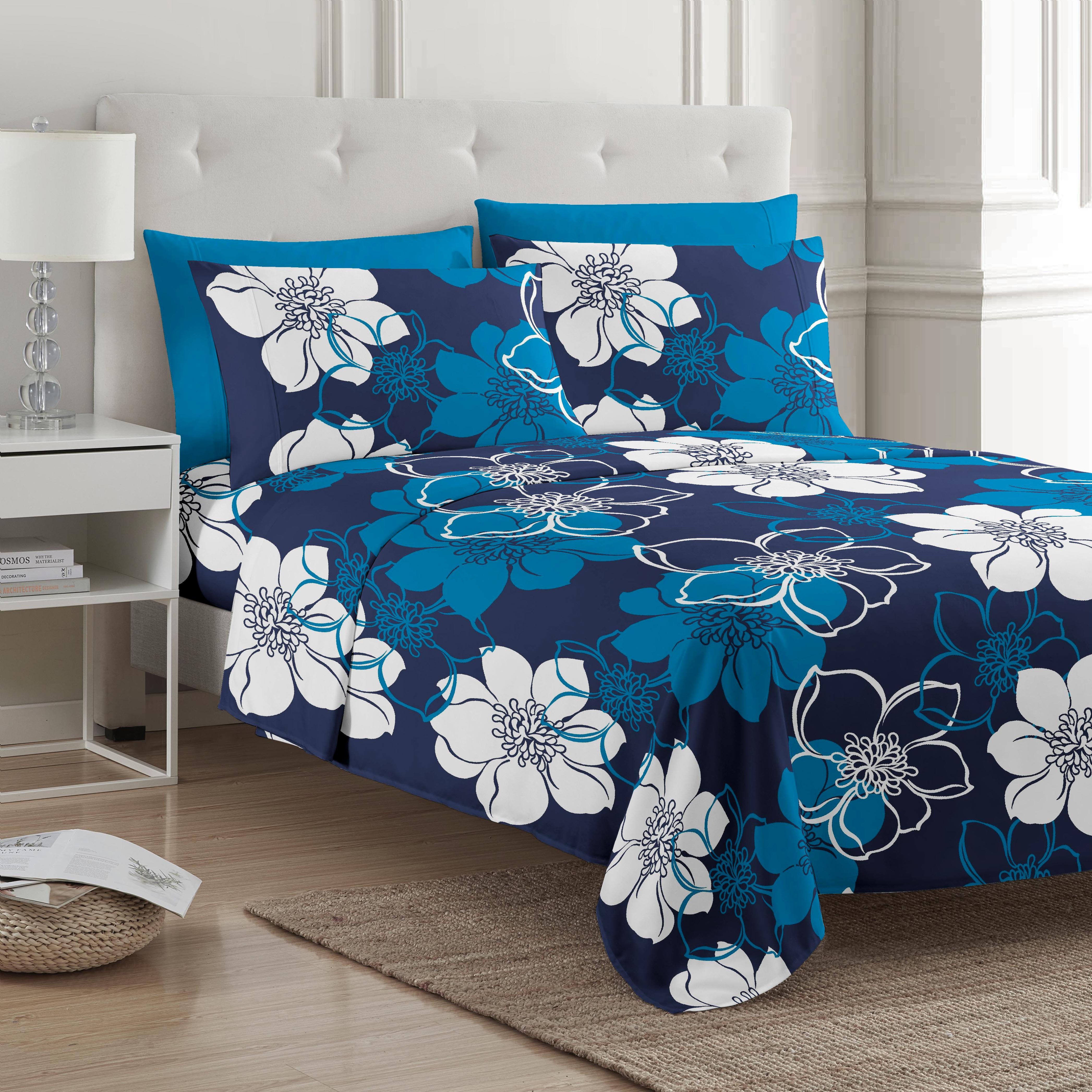 100% Polyester Printed Microfiber Fabric Bedding Set of 6 for Home Hotel Hospital School