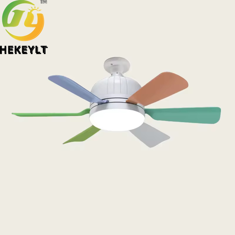 Indoor Silent Colorful Dimmable Enclosed Kitchen E26 E27 Modern Led Ceiling Fan Lights Remote Control