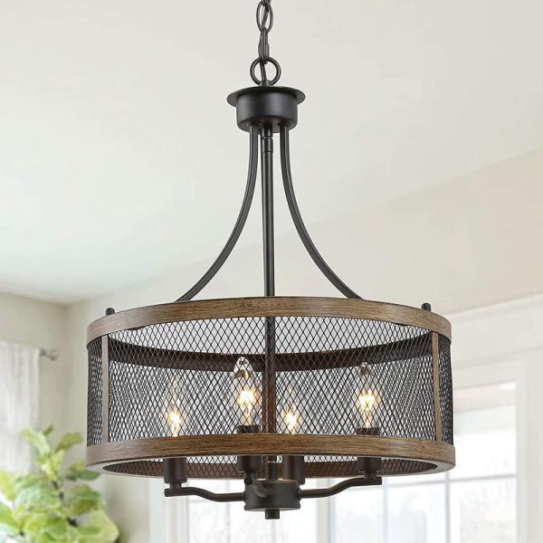 Industrial Retro Ceiling Lamp American Farmhouse Wood Grain Lamp Dining Room