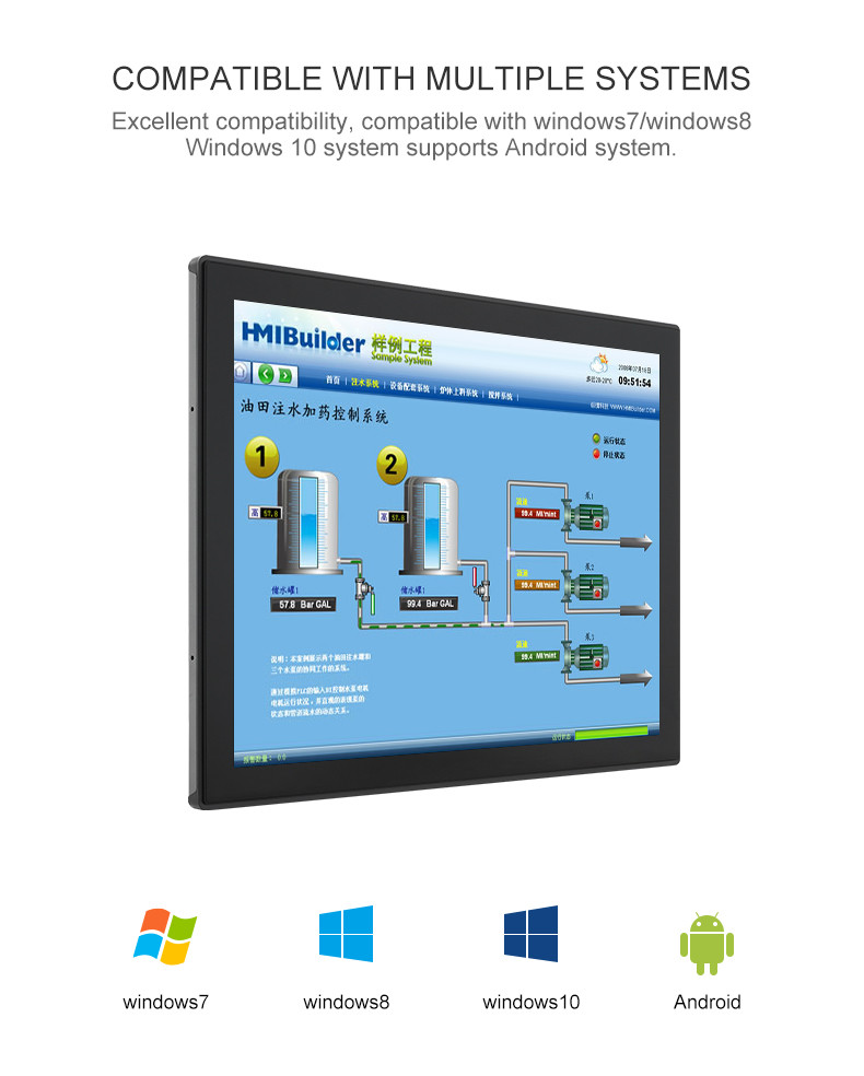 1366x768 Win10 Touchscreen Panel Mount Computer Monitor Pc