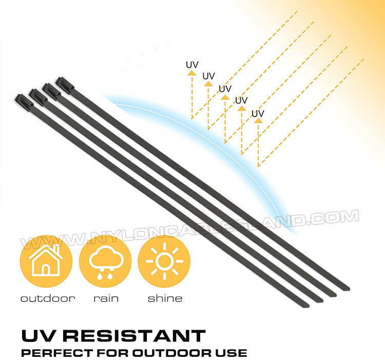 304/316 Stainless Steel Cable Tie Epoxy Polyester Fully Coated 500mm x 7.9, Nylon Plastic Sprayed Metal Cable Tie (Ø13-128mm, 380lbs) for Organize