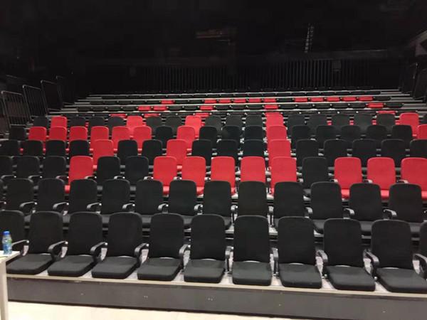 PU Armrest Plywood Chair Soft Cushion Retractable Indoor Bleachers For