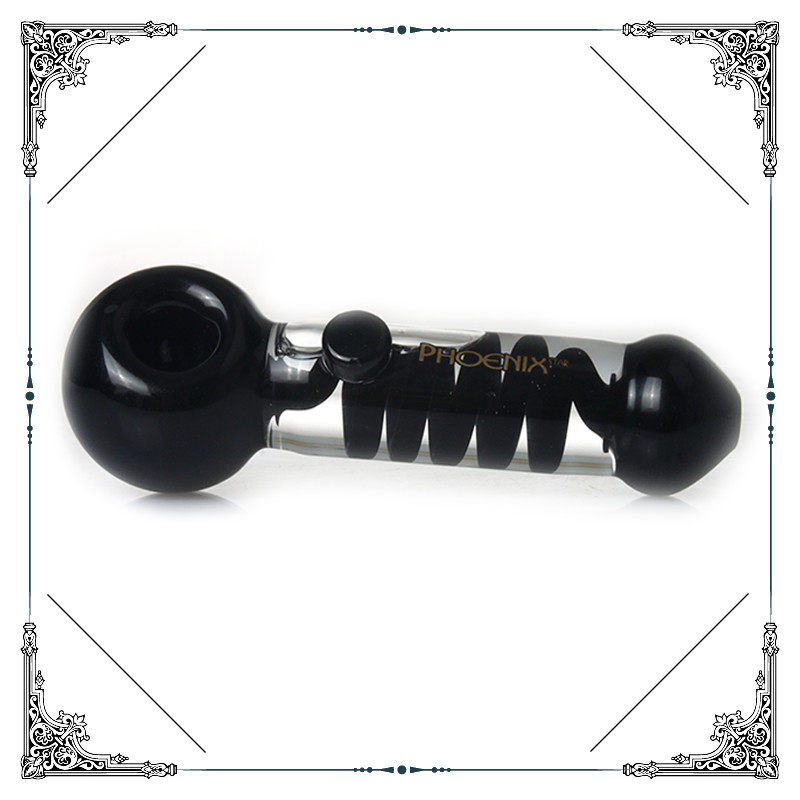 5.5 Inches Glass Smoking Pipe Freezable Coil Handpipe With Clycerin Glass