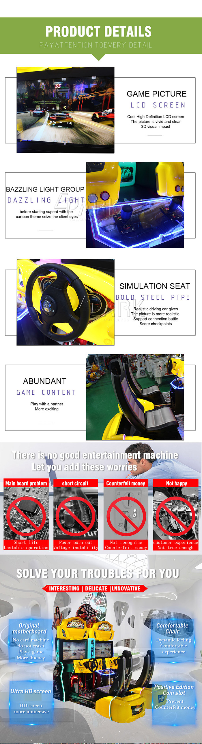 Split Second EPARK Network Racing Video Arcade Game Machine For Entertainment Gym