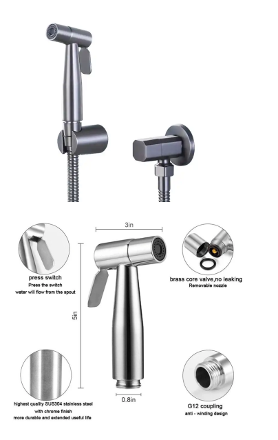 Light Grey Plastic Bidet Sprayer Direct Sale Bathroom Accessory